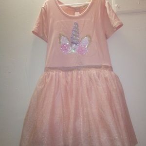 Girls pink unicorn dress